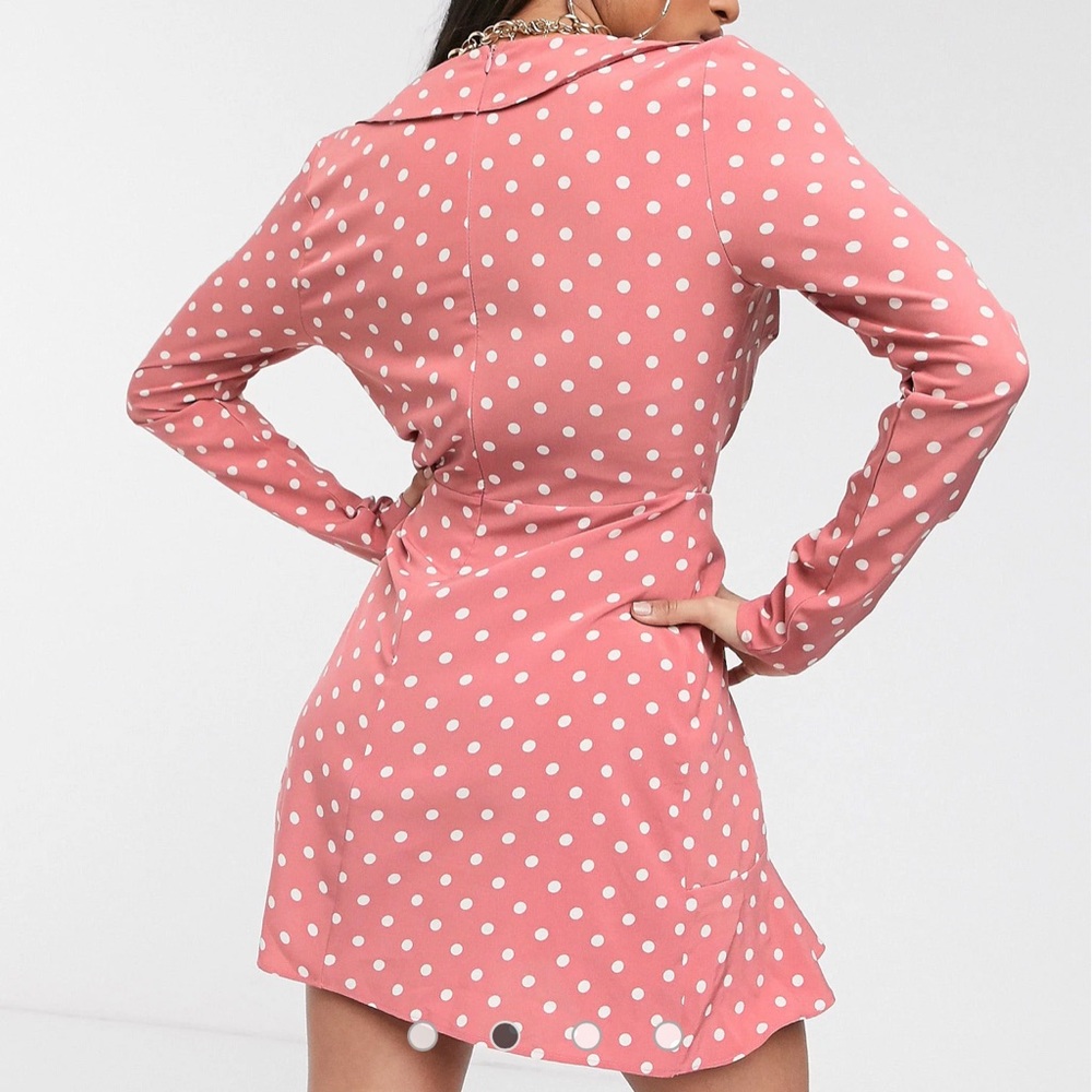 Missguided Petite Spot Frill Long Sleeve Dress - Picture 2 of 6